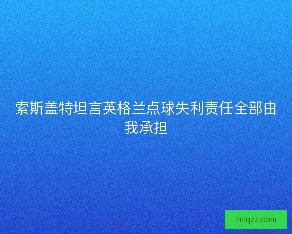 索斯盖特坦言英格兰点球失利责任全部由我承担
