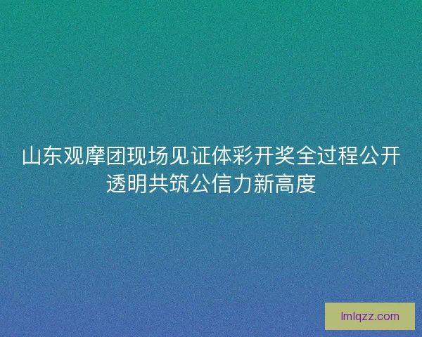 山东观摩团现场见证体彩开奖全过程公开透明共筑公信力新高度